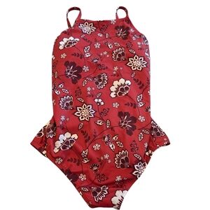 Beach Betty by Miracle Brands One Piece High Neck Crisscross Bathing Suit Red M